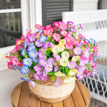 Artificial Flowers Fake Plants for Outdoors Decoration (12 Count)
