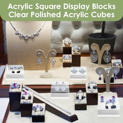 4 Pcs Acrylic Display Block Clear Cube 3 x 3 x 2 Inch