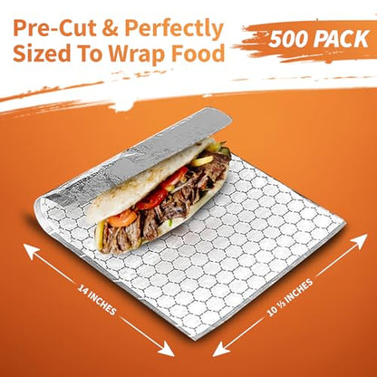Insulation Sandwich Wrapping Paper Aluminum Foil Sheets (500 Count)