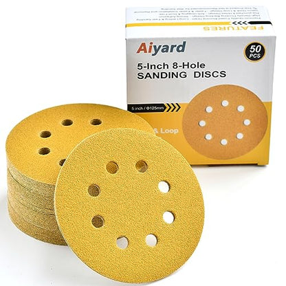 5-Inch 8-Hole Hook and Loop Sanding Discs 80-Grit, 50-Pack (50 Count)