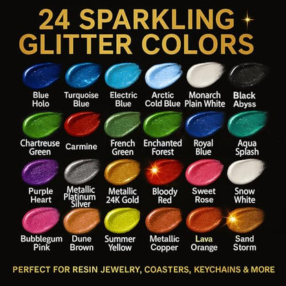 24 Color Pigment Paste for Epoxy Resin Set [ Glitter Series ] (8.5 Ounce)