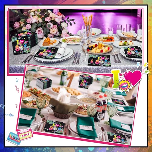 60 Pcs 80s Cocktail Paper Napkins 6.5 x 6.5 Inches (60 Count)