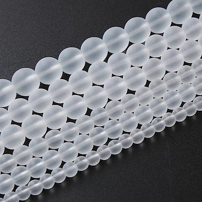 32pcs 12mm Frost White Crystal Glass Beads for Jewelry Making Round Loose Beads DIY Bracelets Necklaces Crystal Energy Healing Stone Beads 15"