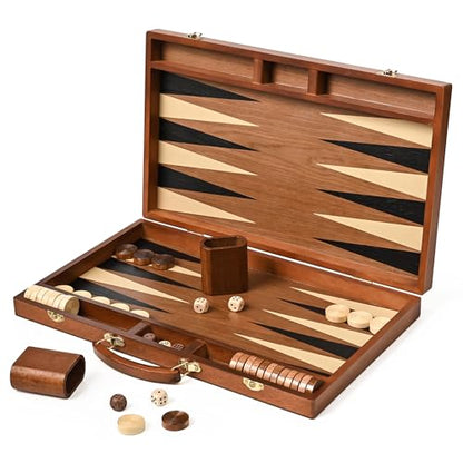 Sapele Wood Backgammon Board Game Set