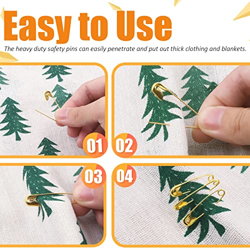 960Pcs Safety Pins Assorted 6 Sizes Variety Pack Large and Small Metal Safety Pin Gold Silver Black for Clothing Art Crafts Sewing Quilting Jewelry Making (960 Count)
