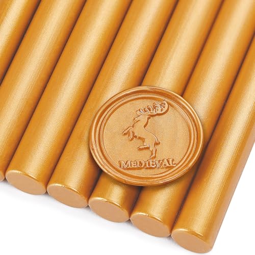 Amber Gold Wax Seal Sticks for Standard Size Hot Melting Glue Gun (12 Count)