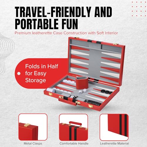 Premium Backgammon 15" Medium Red