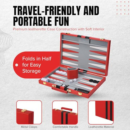 Premium Backgammon 15" Medium Red