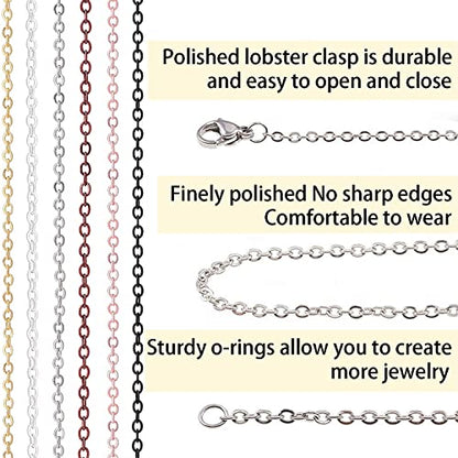 60ft Jewelry Necklace Chains 2mm Jewelry Chain Links for Making Bracelets Earrings DIY Craft Supplies Findings (60 Foot)