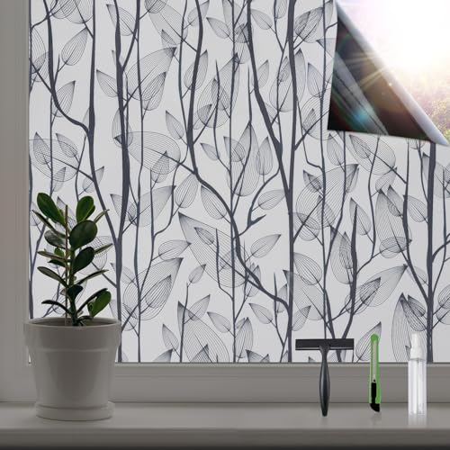 Leaf Pattern Window Tint Blackout Window Cover 23.6'' x 118.1'' (23.6 Sq Ft)