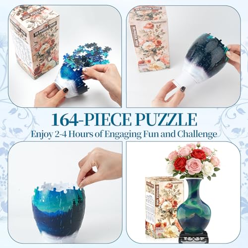 3D Puzzle Vase for Adults with 164 Plastic Pieces (164 Count)