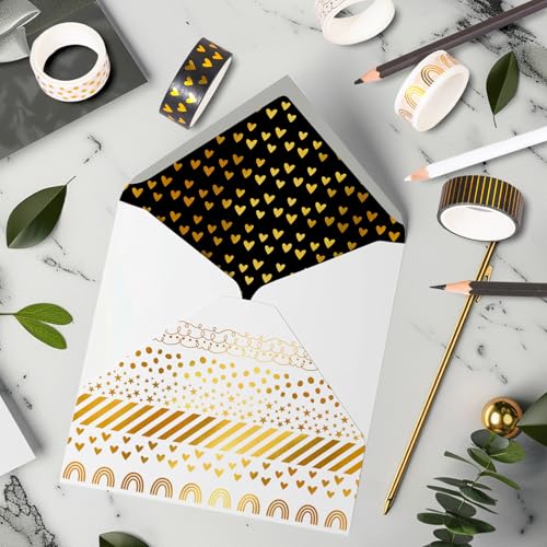 12 Rolls Gold Foil Pattern Washi Tape Heart Dot Stripe Rainbow Masking Tape Set Decorative Wrapping Paper Tapes for Scrapbook Journal DIY Art Crafts (12 Count)
