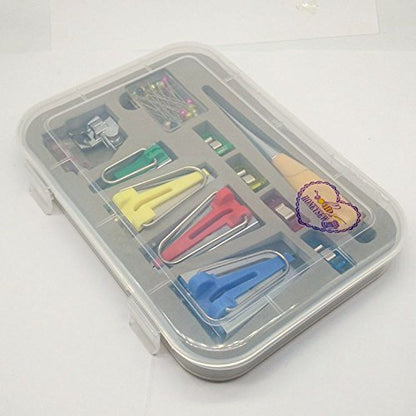 Bias Tape Maker 6MM 12MM 18MM 25MM with Binder Foot Bradawl Quilting Clips Sewing Pins Kit
