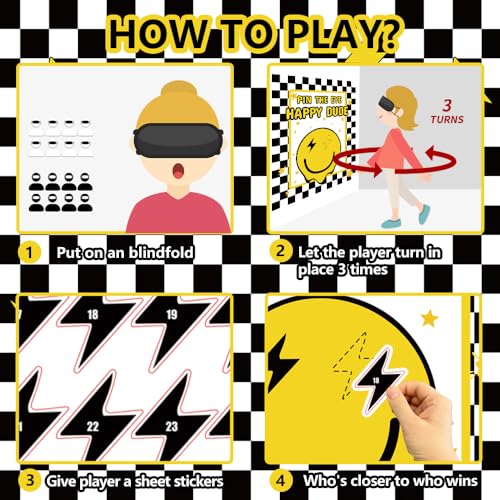 ONE Happy Dude Party Games Pin The Eye on The Dude Kid Game for Smiley Face One Cool Dude 1st Birthday Party Decorations Favors Supplies 24 Sticker (33 Count)
