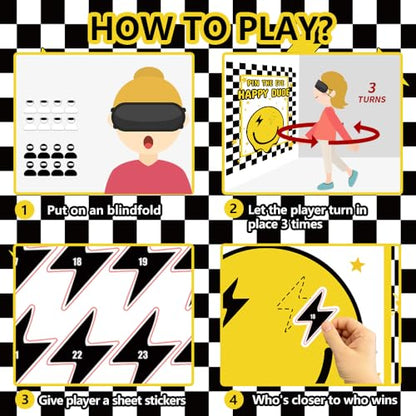 ONE Happy Dude Party Games Pin The Eye on The Dude Kid Game for Smiley Face One Cool Dude 1st Birthday Party Decorations Favors Supplies 24 Sticker (33 Count)