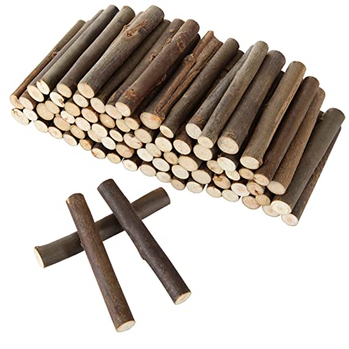 100PCS 4 inch Wood Log Sticks for Crafts 0.4 (100 Count)