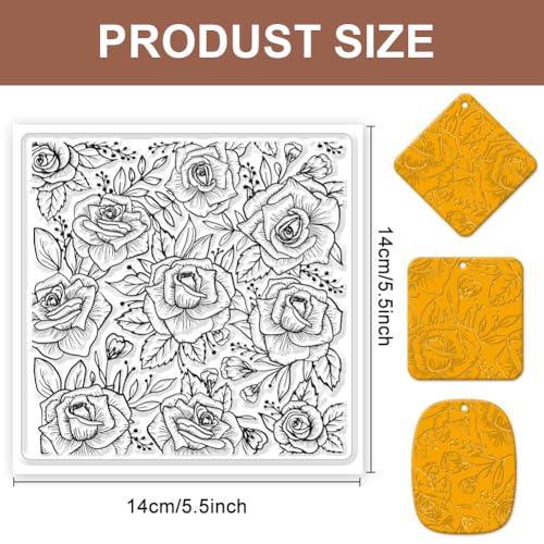 Polymer Clay Texture Sheets Rose Background Silicone Texture Stamp Sheets for Polymer Clay Texture Mat for Making Earrings Jewerly