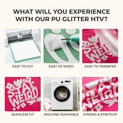 White Glitter HTV Vinyl Roll