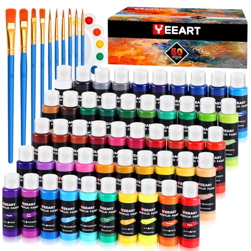 50 Color Acrylic Paint Set (100 Fl Oz)