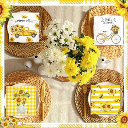 200 Pieces Summer Sunflower Cocktail Napkins 2