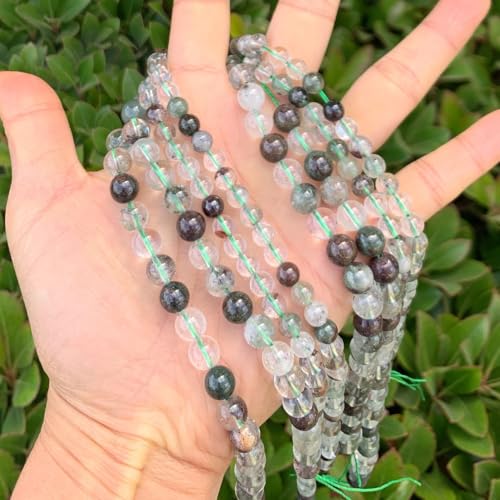 120pcs Adabele Natural Green Phantom Crystal Quartz Healing Gemstone 6mm Round Loose Beads Gem Stone Spacer for DIY Craft Jewelry Making GE7 (116 Count)