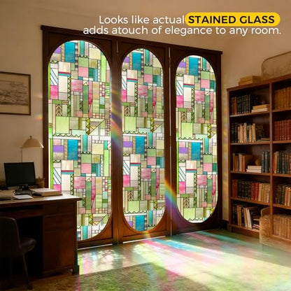 3D Stained Glass Window Privacy Film Decorative Non