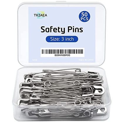 3 Inches Large Safety Pins (50 Count)