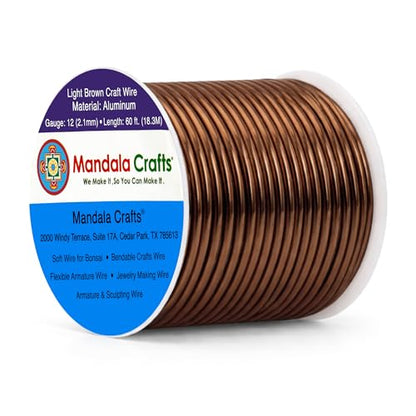 12 Gauge Light Brown Anodized Aluminum Craft Wire (60 Foot)