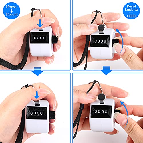 2 Pack Hand Tally Counter 4 Digital Click Counter for Sport Row School Event