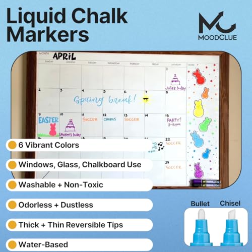 Liquid Chalk Markers for Glass Erasable (6 Count)