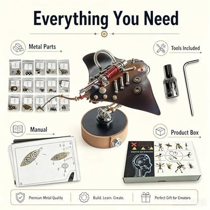 3D Metal Puzzles Model Kits for Adults Steampunk Mechanical Manta Ray 160+ Parts 2