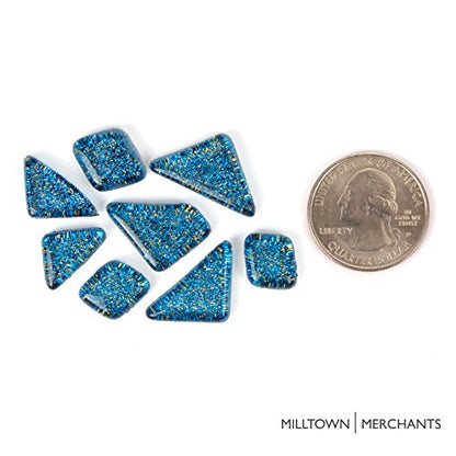 Dark Blue Glitter Mosaic Tile Pieces