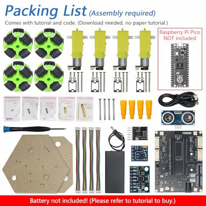 Omni Wheel Car Kit for Raspberry Pi Pico 1 2 W