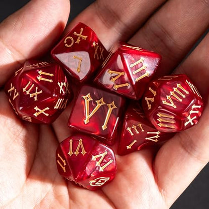 7 Die DND Dice Set Polyhedral Dice Set with a Leather Dice Bag (7 Count)