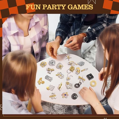 24 Pcs Metal Brain Teaser Puzzles for Adults IQ Logic (24 Count)