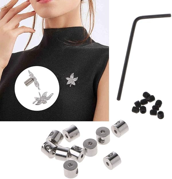 10 Pcs Pin Pin Safe Locks Pin Backs Clasp Locking Pin Keeper Backs Brooch Pin Locking Pin Backs with Wrench Tool Pin Backs (10 Count)