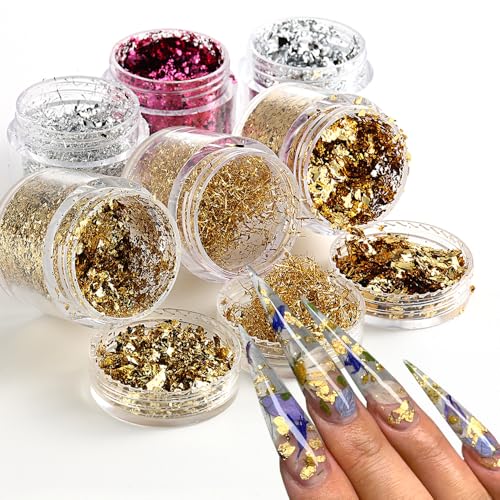 6 Bottles Holographic Nail Glitter Foils