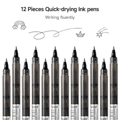 Black Fine Point Gel Pens 12Pcs 0.5mm Gel Ballpoint Pens Black Liquid Ink Pens No Smear No Bleed (12 Count)
