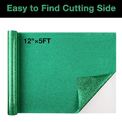 Green Glitter HTV Heat Transfer Vinyl Roll 12 inch x 10 ft Iron on Vinyl for T Shirts Crafts Christmas St. Patrick's Day Decor