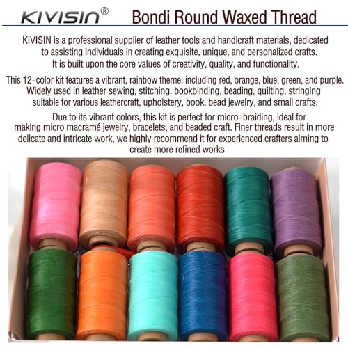 12 Colored Waxed Polyester Thread