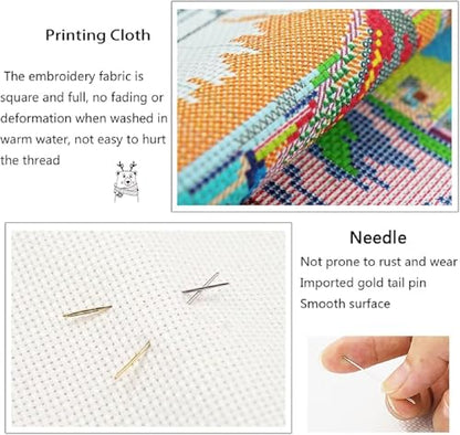 Stamped Cross Stitch Kits for Adults Beginners Pillow Needlepoint Kit with Embroidery Pattern Needlework Kit Prestamped Stitches Kit 11CT Cross Stitching