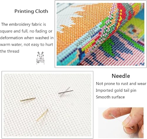 Stamped Cross Stitch Kits for Adults Beginners Pillow Needlepoint Kit with Embroidery Pattern Needlework Kit Prestamped Stitches Kit 11CT Cross Stitching