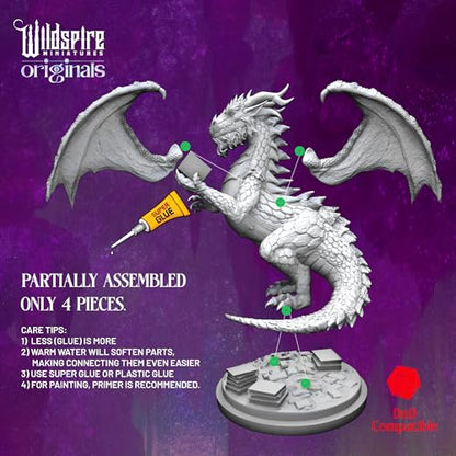 Fantasy Monsters & Bookish Dragon for DND Miniatures Unpainted Bulk 28mm (64 Count)