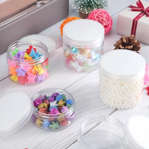12 Pack 3 oz Plastic Container Jars with Lids Round Clear Travel Cosmetic Container Jars for Toiletries (12 Count)