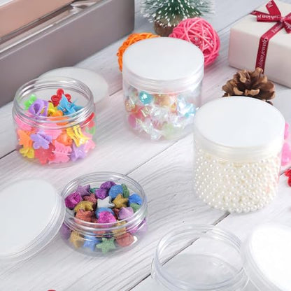 12 Pack 3 oz Plastic Container Jars with Lids Round Clear Travel Cosmetic Container Jars for Toiletries (12 Count)