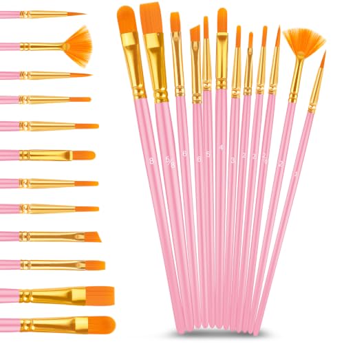 24 Colors Pastel Acrylic Paint Set with 12 Brushes (48 Fl Oz)