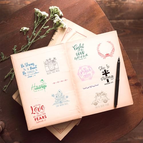 5 Sheets Bible Verse Clear Stamps Christian Jesus Silicone Transparent Stamps Greeting Words Border Stamp Cards for DIY Card Making Scrapbooking Embossing Album Decor (5 Count)