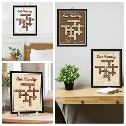 Custom Scrabble Family Name Frame Gifts for Mother's Day from Daughter Son Scrabble Puzzle Sign Wall Art