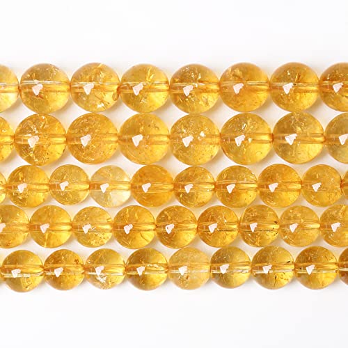 8mm 45Pcs Natural Citrine Beads for Jewelry Making Gemstone Round Loose Beads DIY Bracelet Necklace (16 Count)