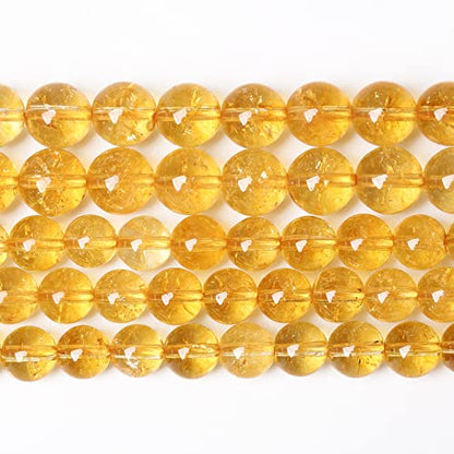 6mm 60Pcs Natural Citrine Beads for Jewelry Making Gemstone Round Loose Beads DIY Bracelet Necklace (16 Count)